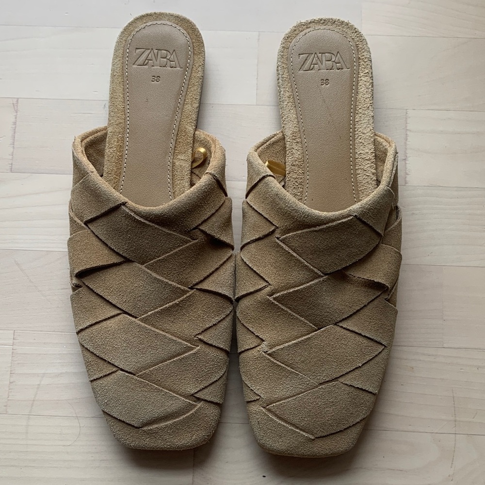 Zara Women's suede leather Woven Mules - Picture 4 of 7